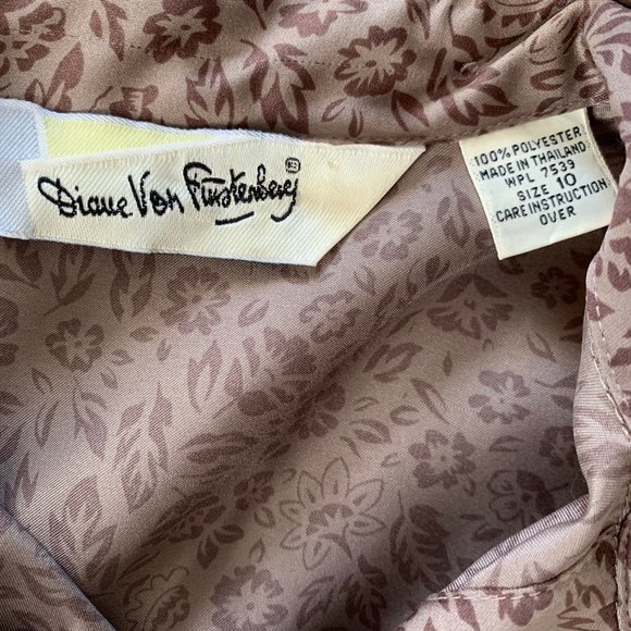 Vintage 80s Diane von Furstenberg Brown Floral - Picture 6 of 6
